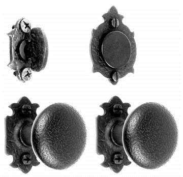 Acorn WTJBD: Warwick Double Knob Dummy Set w/Escutcheon Plate - Rough Iron