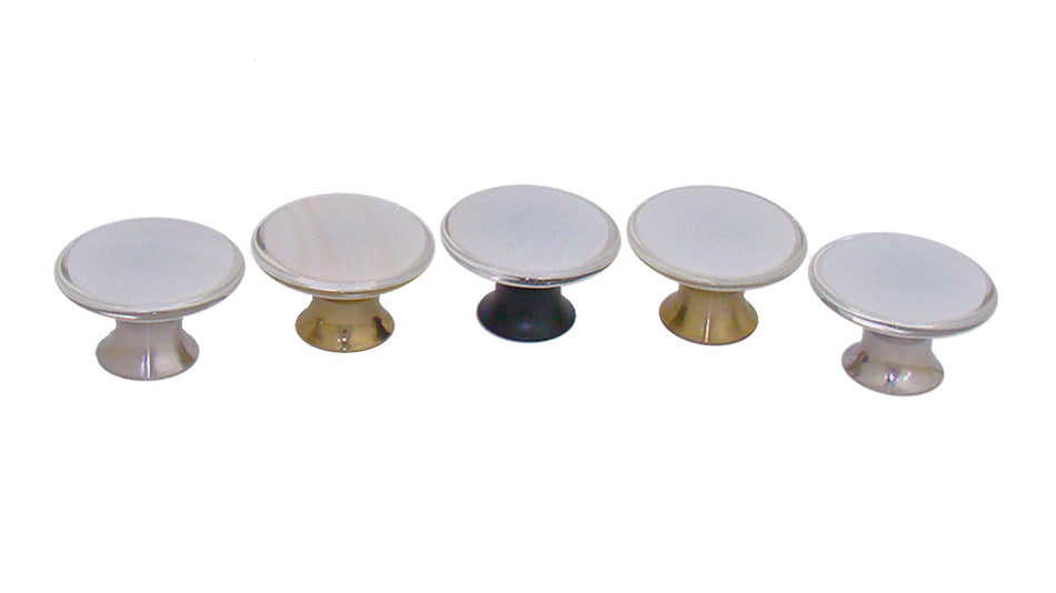 Myterra CWS.14: White Freshwater Shell Cabinet Knob - Polished Nickel