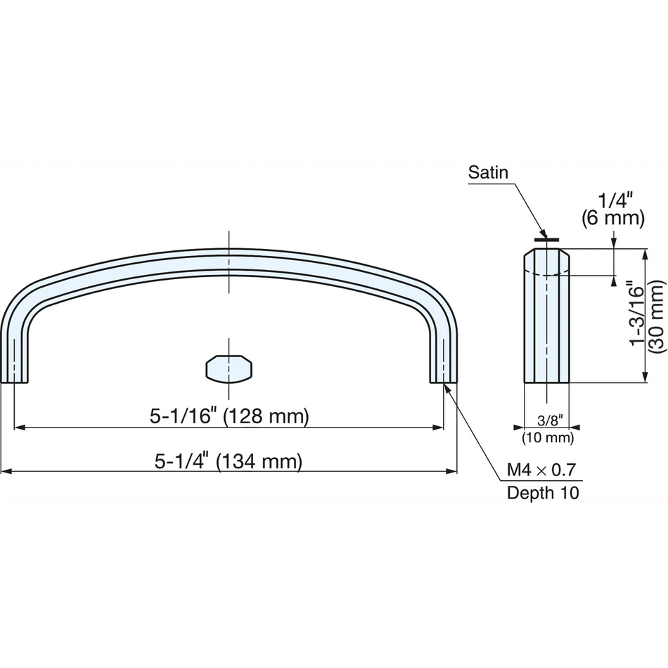 Sugatsune XL-JSR135TT: 128mm cc Curved Handle Pull - Mirror/Satin Stainless Steel