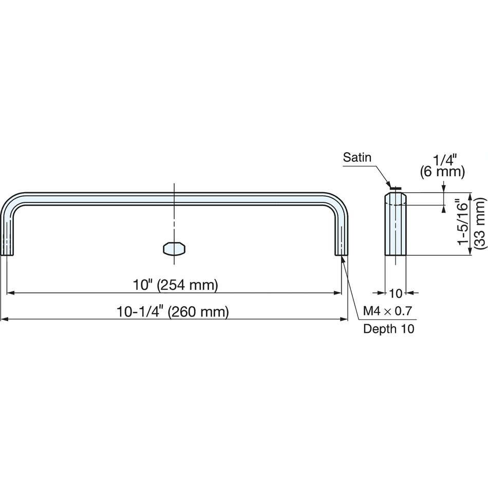 Sugatsune XL-JS260TT: 254mm cc Handle Pull - Mirror/Satin Stainless Steel