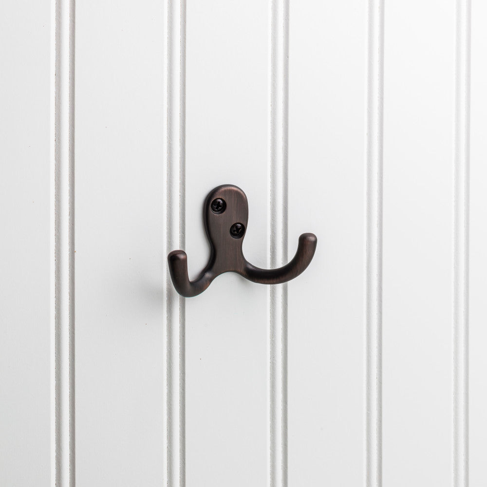 Elements YD15-187DBAC:  1-7/8" Double Horizontal Wall Hook - Brushed Oil Rubbed Bronze