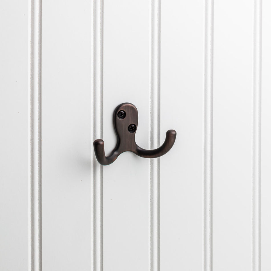 Elements YD15-187DBAC:  1-7/8" Double Horizontal Wall Hook - Brushed Oil Rubbed Bronze