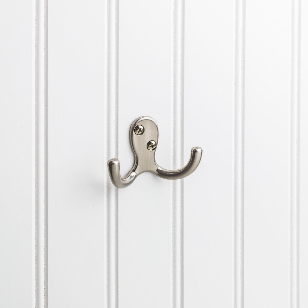 Elements YD15-187SN:  1-7/8" Double Horizontal Wall Hook - Satin Nickel