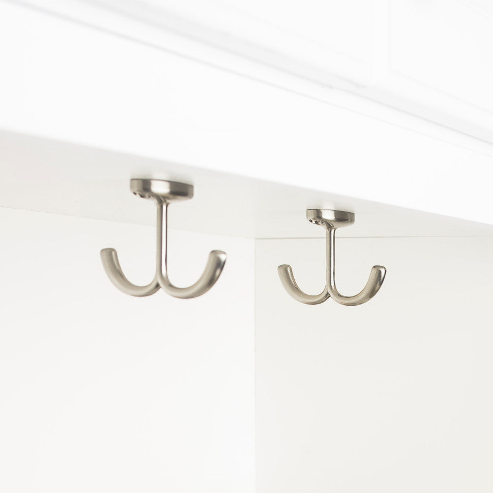 Elements YD20-156SN:  2" Double Undermount Undermount Hook - Satin Nickel