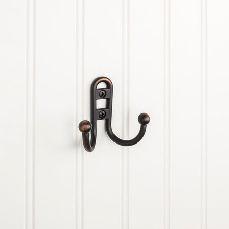 Elements YD25-256DBAC:  2-9/16" Double Horizontal Wall Hook - Brushed Oil Rubbed Bronze