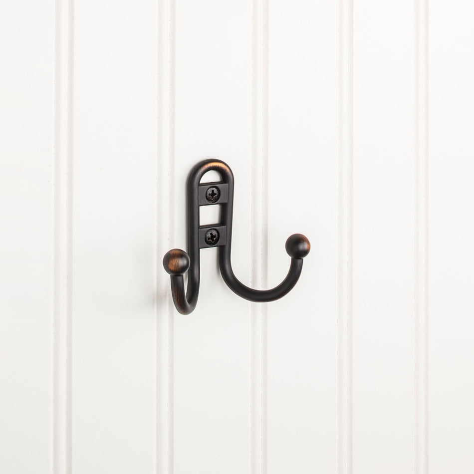 Elements YD25-256DBAC:  2-9/16" Double Horizontal Wall Hook - Brushed Oil Rubbed Bronze