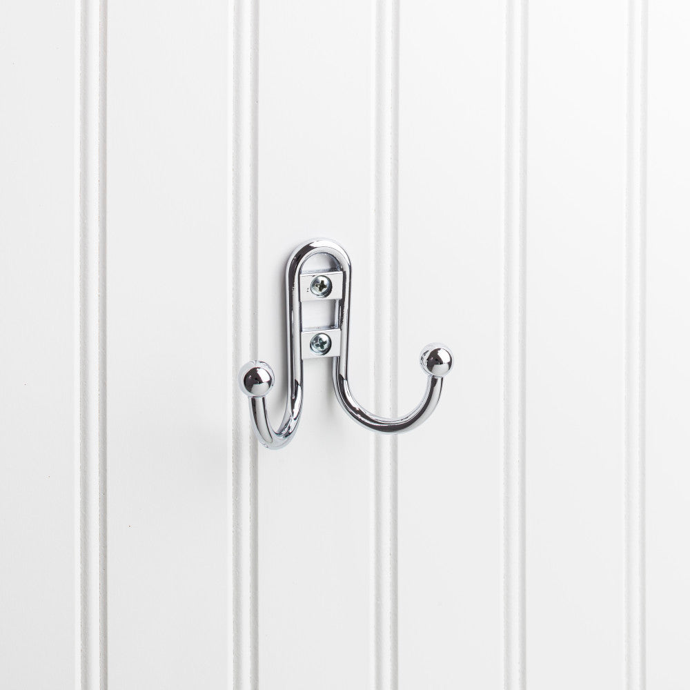 Elements YD25-256PC:  2-9/16" Double Horizontal Wall Hook - Polished Chrome