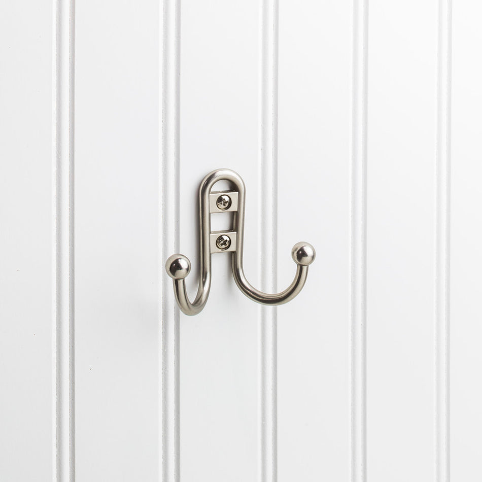 Elements YD25-256SN:  2-9/16" Double Horizontal Wall Hook - Satin Nickel