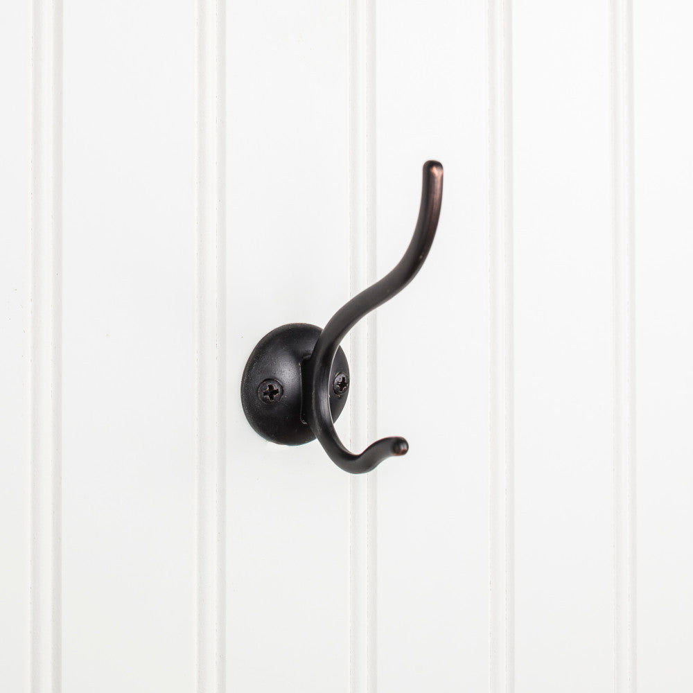 Elements YD30-381DBAC:  3-9/16" Double Wall Hook - Brushed Oil Rubbed Bronze