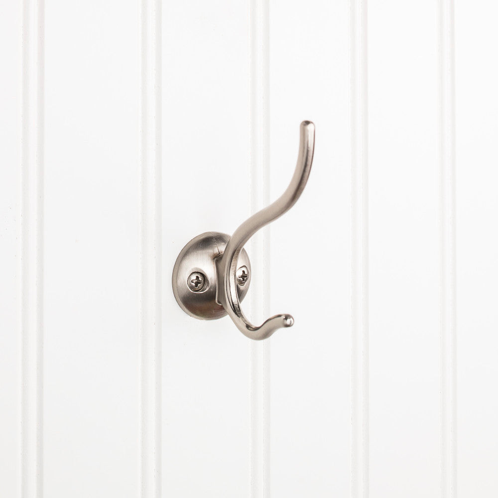 Elements YD30-381SN:  3-9/16" Double Wall Hook - Satin Nickel