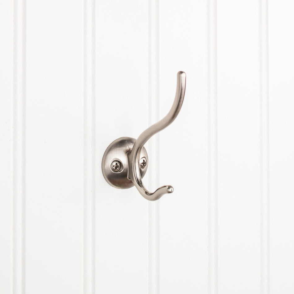 Elements YD30-381SN:  3-9/16" Double Wall Hook - Satin Nickel