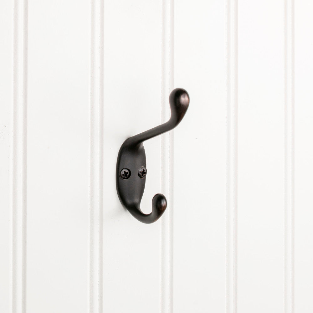 Elements YD40-337DBAC:  3-3/8" Double Wall Hook - Brushed Oil Rubbed Bronze