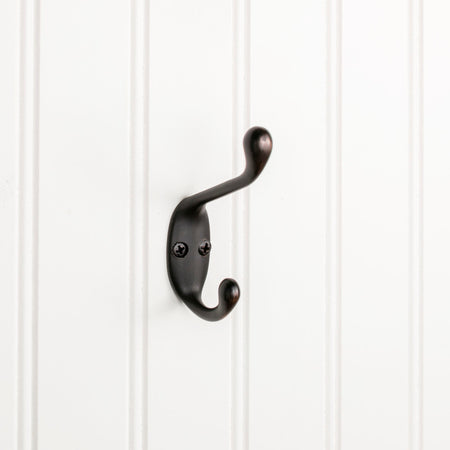 Elements YD40-337DBAC:  3-3/8" Double Wall Hook - Brushed Oil Rubbed Bronze