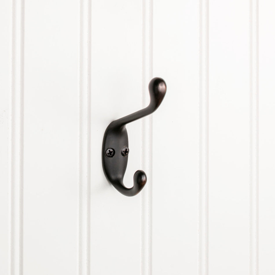 Elements YD40-337DBAC:  3-3/8" Double Wall Hook - Brushed Oil Rubbed Bronze
