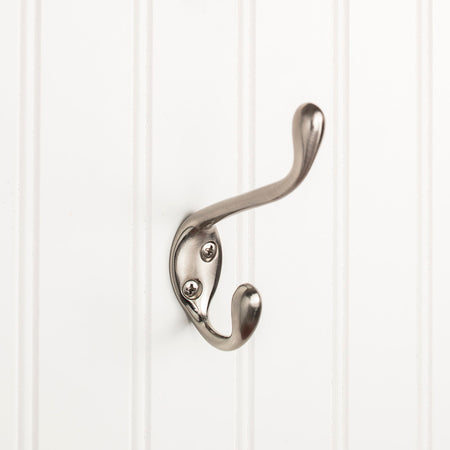 Elements YD40-450SN:  4-1/2" Double Wall Hook - Satin Nickel