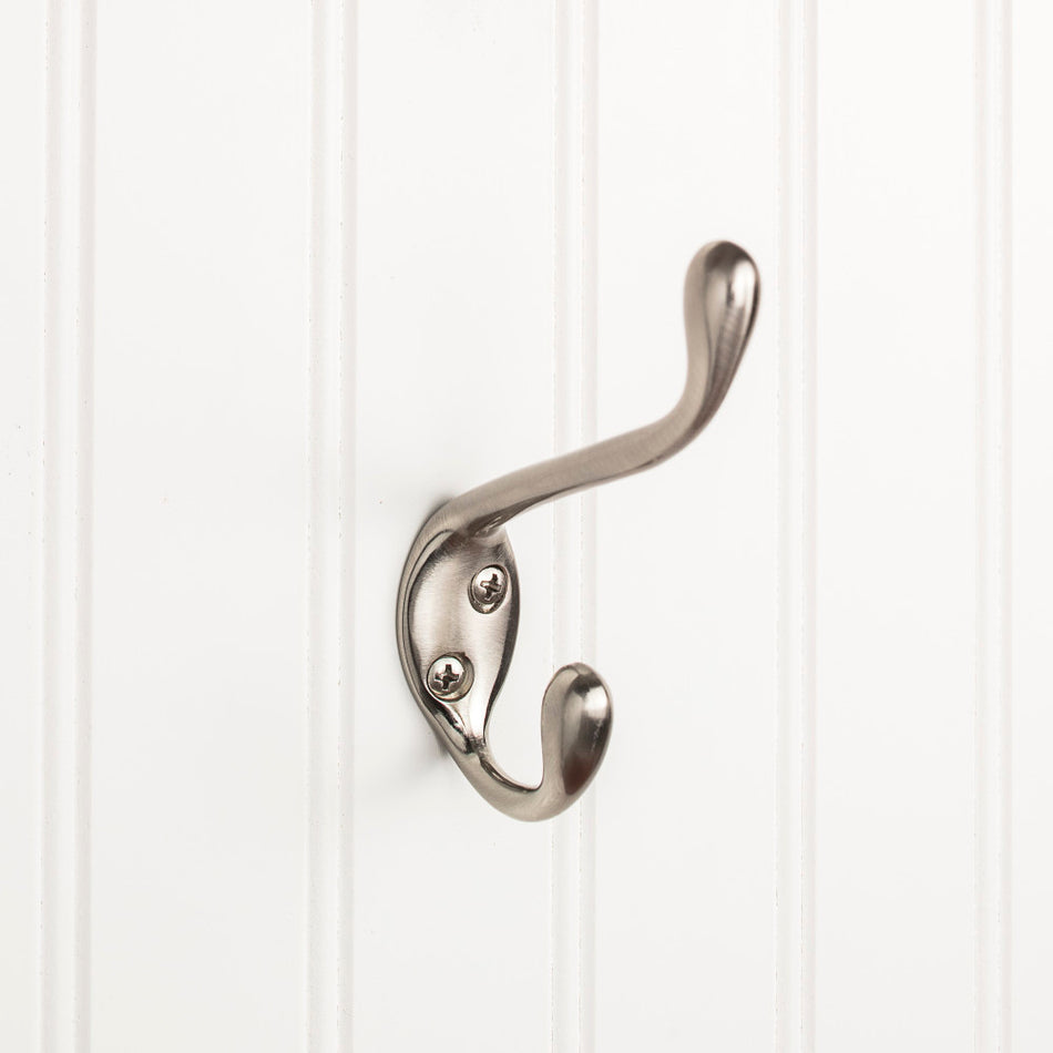 Elements YD40-450SN:  4-1/2" Double Wall Hook - Satin Nickel