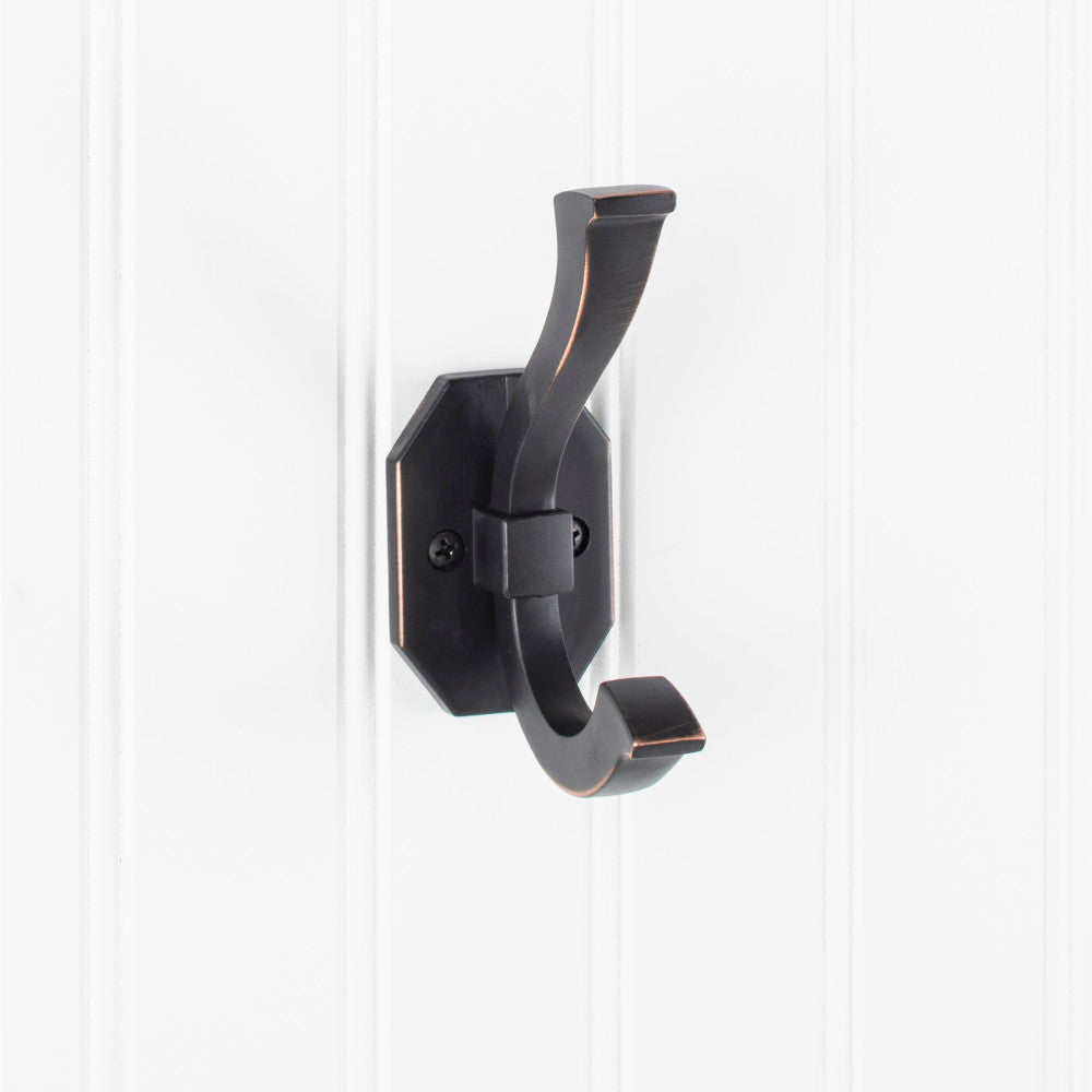 Elements YD45-431DBAC:  4-5/16" Double Wall Hook - Brushed Oil Rubbed Bronze