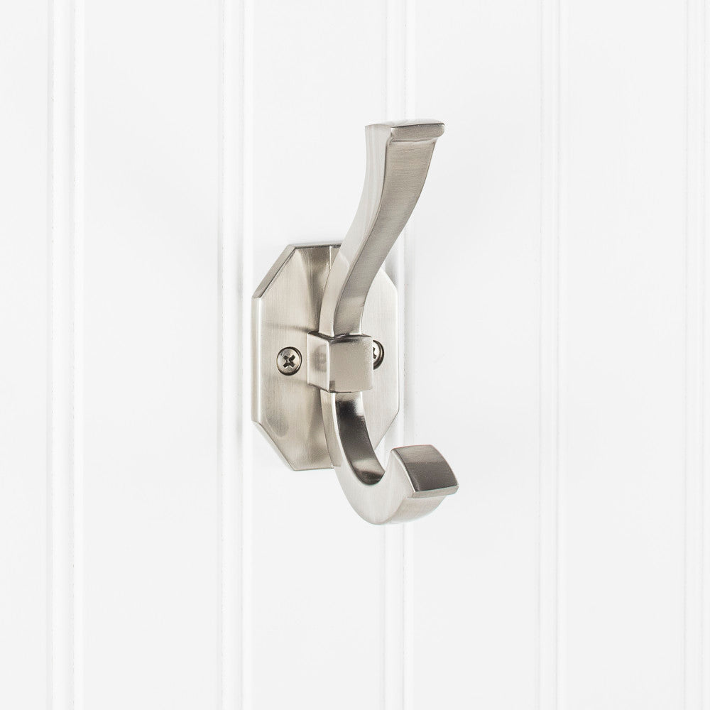 Elements YD45-431SN:  4-5/16" Double Wall Hook - Satin Nickel