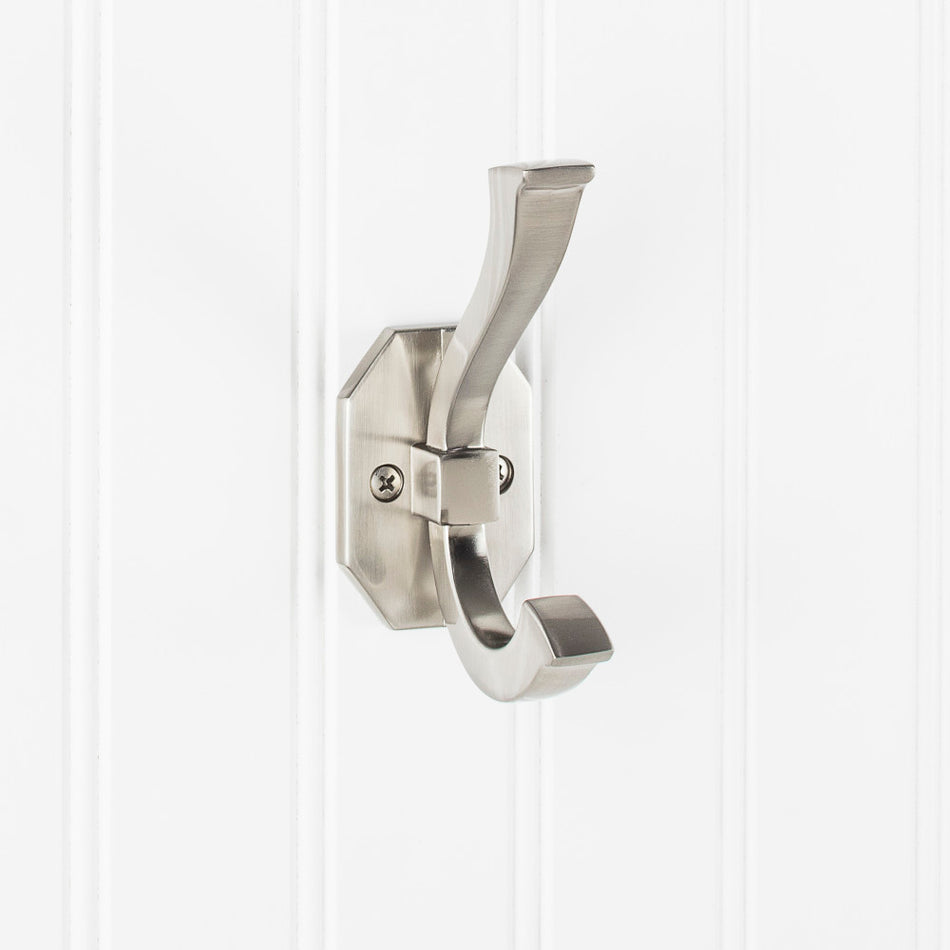 Elements YD45-431SN:  4-5/16" Double Wall Hook - Satin Nickel