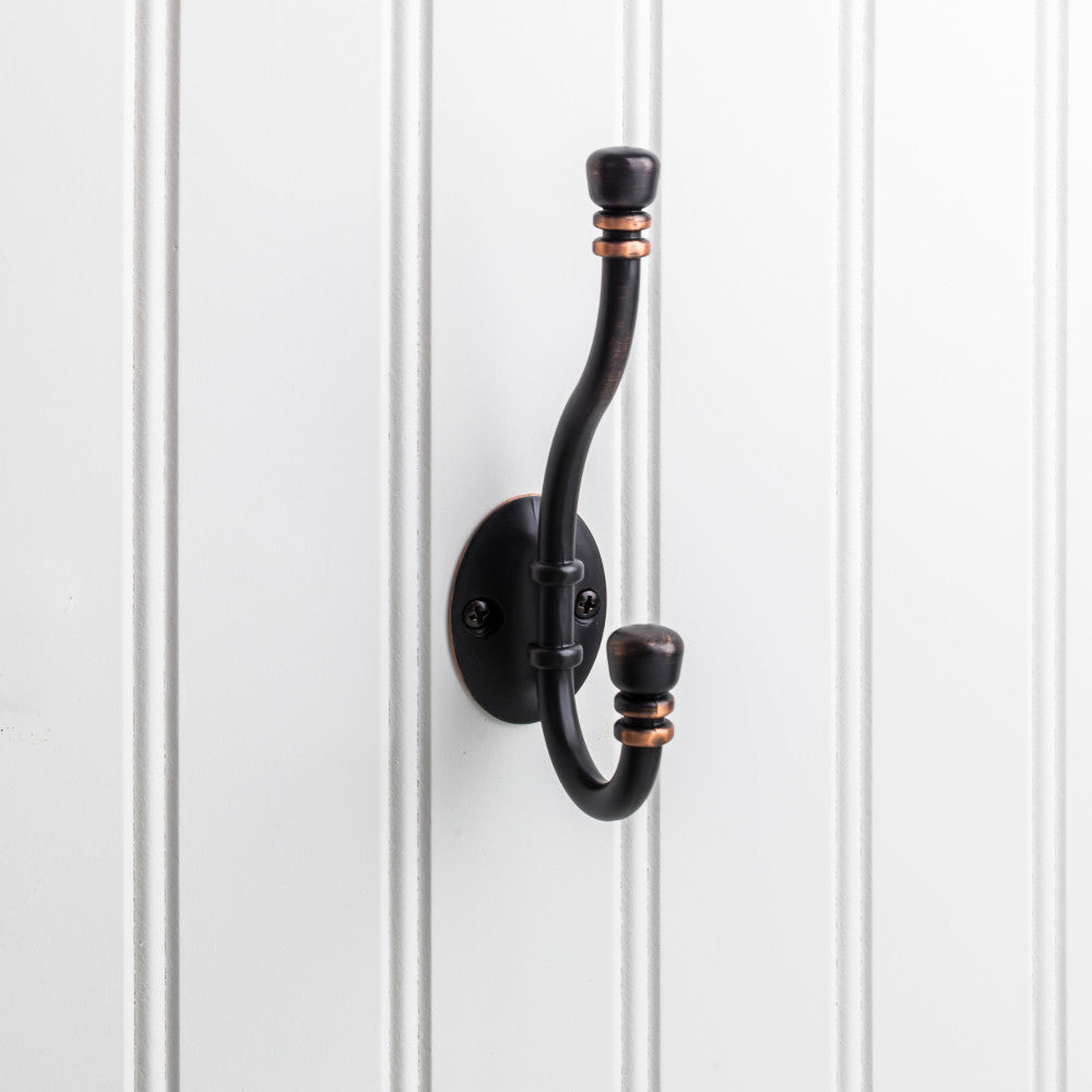Elements YD50-518DBAC:  5-3/16" Double Wall Hook - Brushed Oil Rubbed Bronze