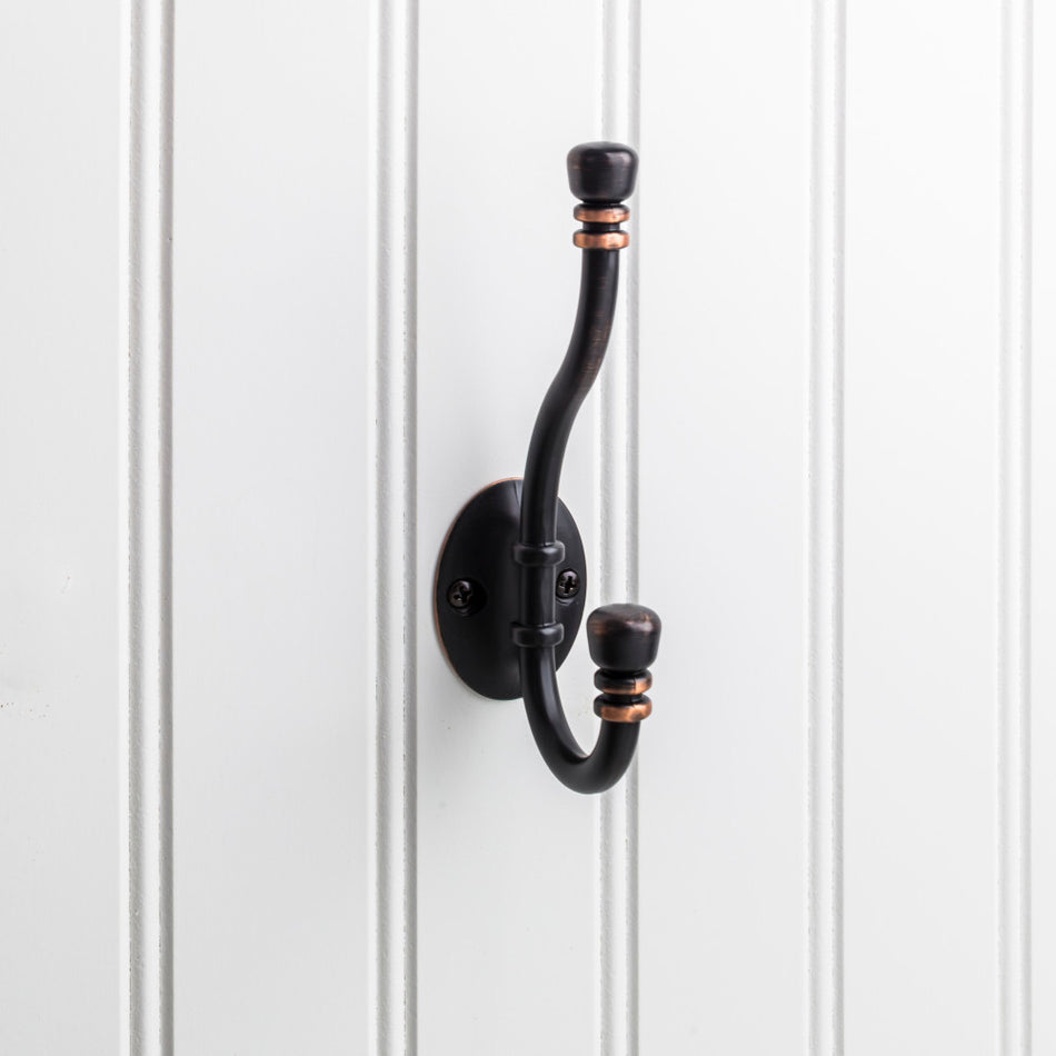 Elements YD50-518DBAC:  5-3/16" Double Wall Hook - Brushed Oil Rubbed Bronze