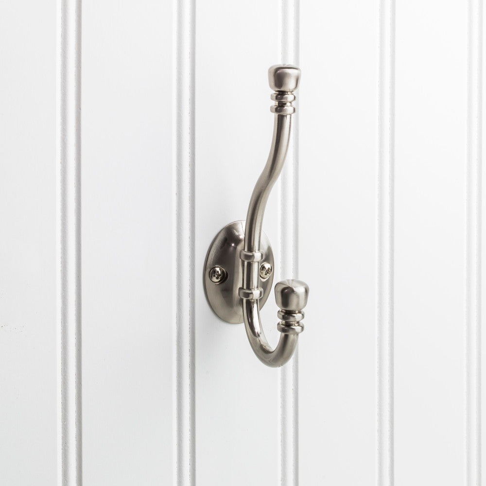 Elements YD50-518SN:  5-3/16" Double Wall Hook - Satin Nickel