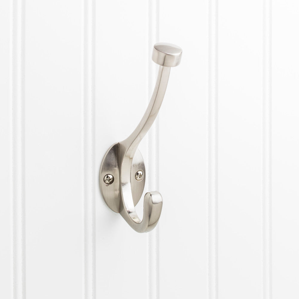 Elements YD60-550SN:  5-1/2" Double Wall Hook - Satin Nickel