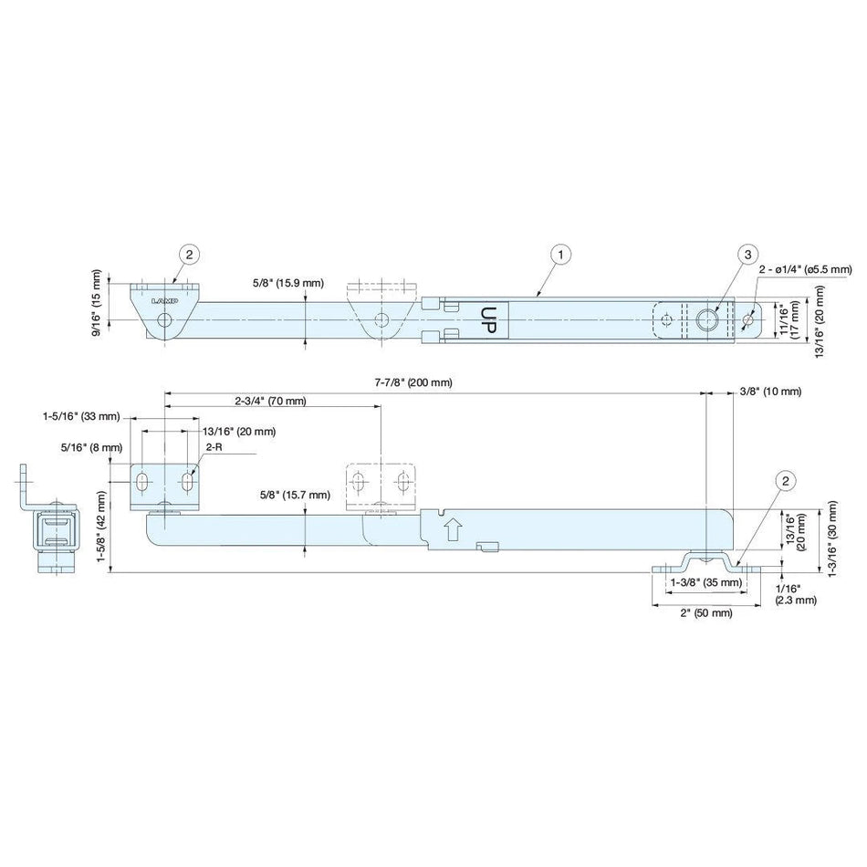 Sugatsune YFN-200: 200mm Enclosure Door Stop - Zinc Chromate
