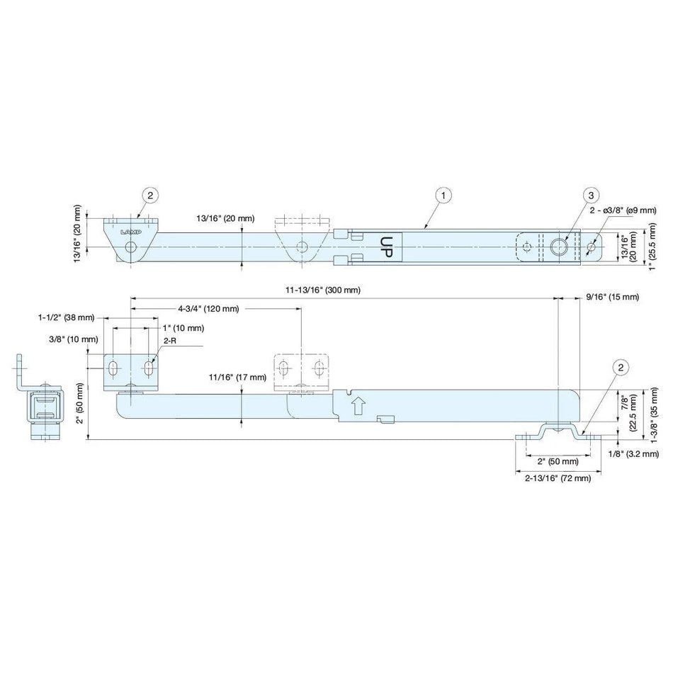Sugatsune YFN-300-T50: 300mm Enclosure Door Stop - Zinc Chromate