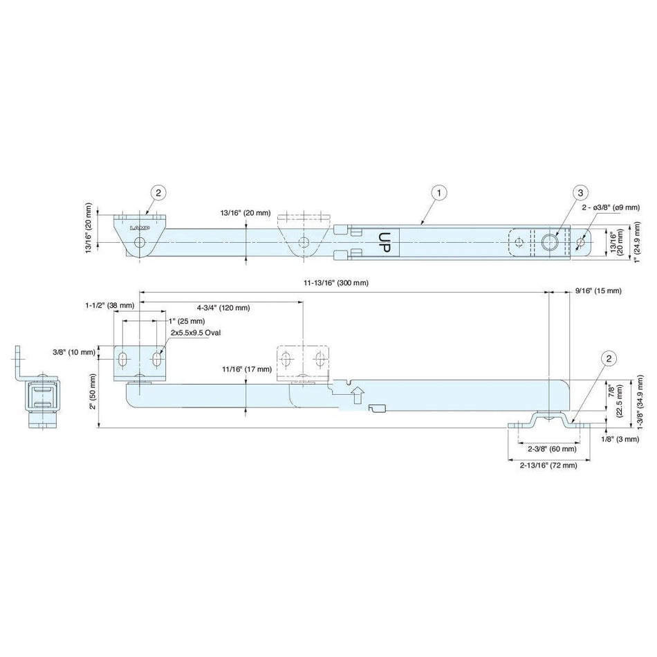 Sugatsune YFNS-300-T50: 300mm Enclosure Door Stop - Polished Stainless Steel