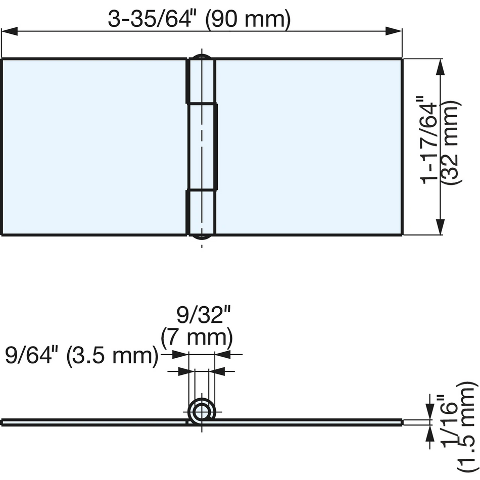 Sugatsune YHS-32: 32mm Weld On Butt Hinge - Polished Stainless Steel