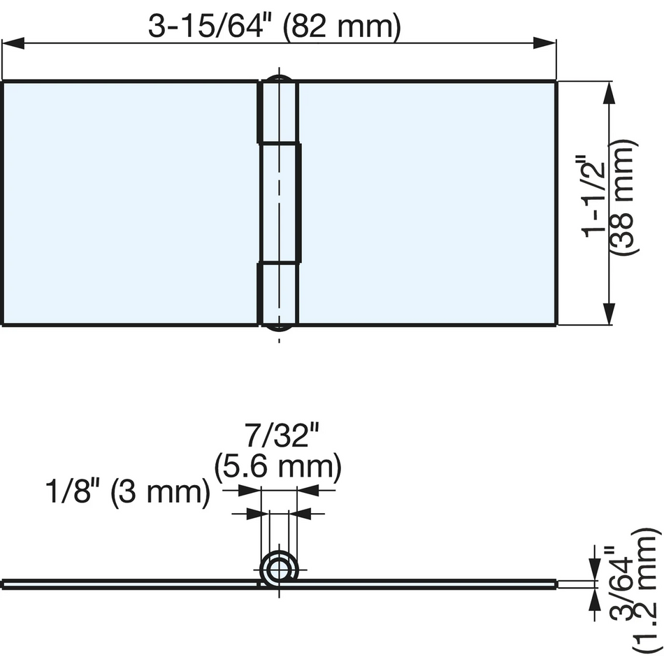 Sugatsune YHS-38: 38mm Weld On Butt Hinge - Polished Stainless Steel