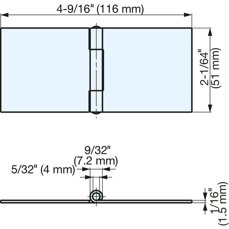 Sugatsune YHS-51: 51mm Weld On Butt Hinge - Polished Stainless Steel
