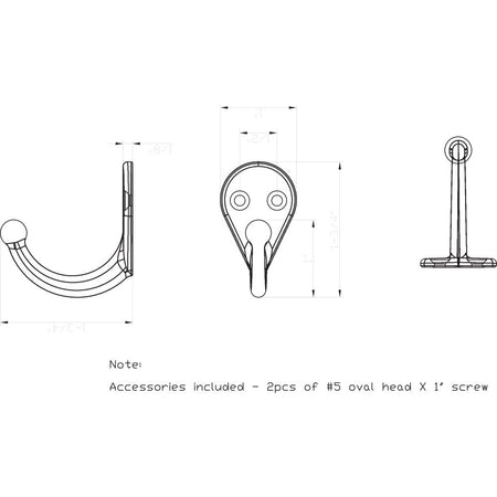 Elements YS05-175PC:  1-3/4" Single Wall Hook - Polished Chrome