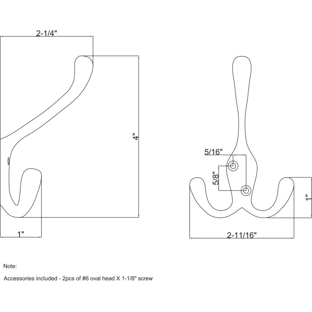 Elements YT40-400DBAC:  4" Triple Wall Hook - Brushed Oil Rubbed Bronze
