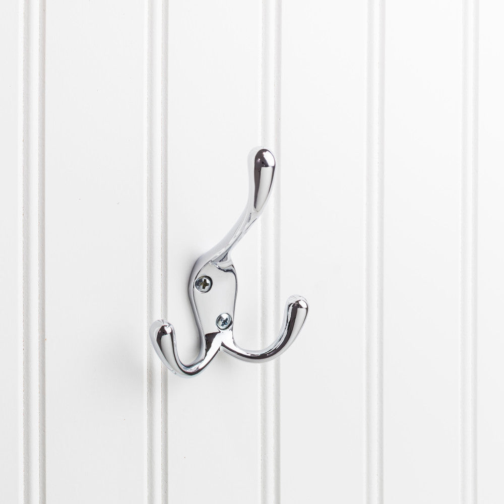 Elements YT40-400PC:  4" Triple Wall Hook - Polished Chrome