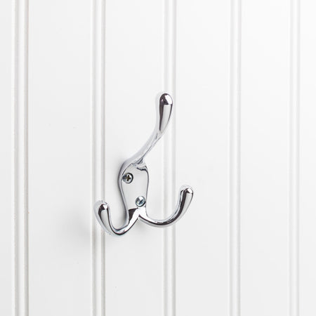 Elements YT40-400PC:  4" Triple Wall Hook - Polished Chrome