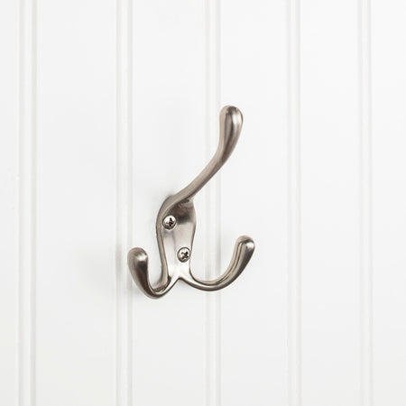 Elements YT40-400SN:  4" Triple Wall Hook - Satin Nickel
