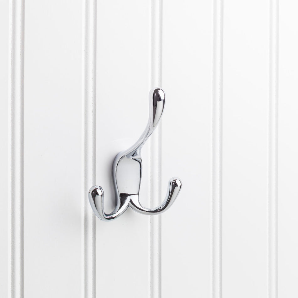 Elements YT40C-400PC:  4" Triple Wall Hook - Polished Chrome