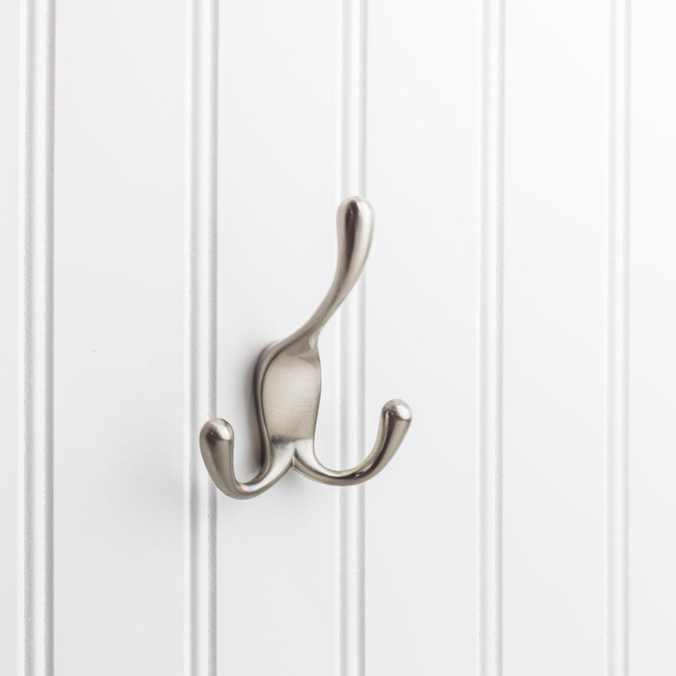 Elements YT40C-400SN:  4" Triple Wall Hook - Satin Nickel