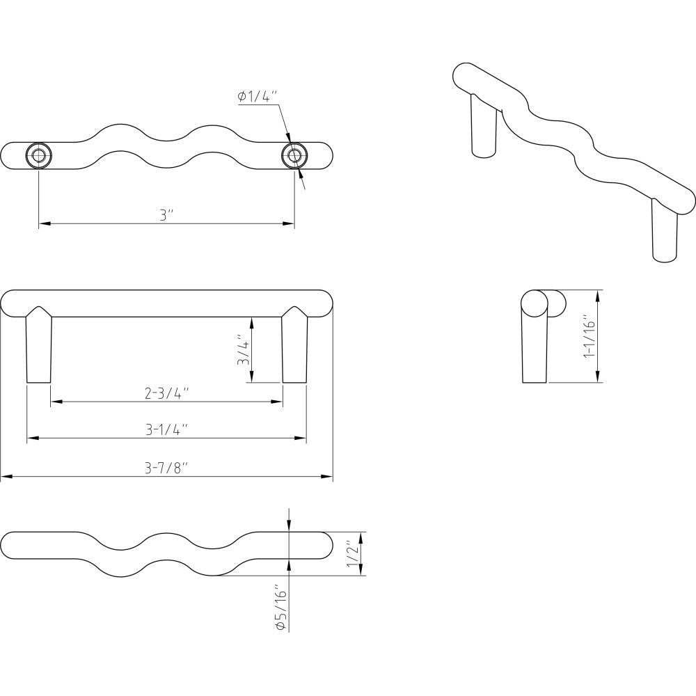 Elements Z105MB: 3" cc Verona Handle Cabinet Pull - Matte Black