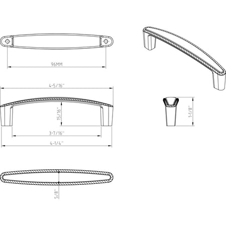 Elements Z115-96BNBDL: 96 mm cc Lindos Bar Cabinet Pull - Brushed Pewter