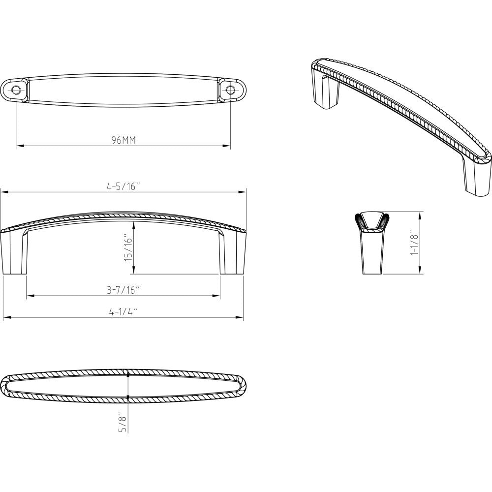 Elements Z115-96PC: 96 mm cc Lindos Bar Cabinet Pull - Polished Chrome