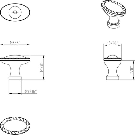 Elements Z115L-BNBDL: 1-3/8" Lindos Oval Cabinet Knob - Brushed Pewter