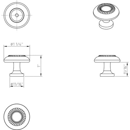 Elements Z118-BNBDL: 1-1/4" Cypress Round Cabinet Knob - Brushed Pewter