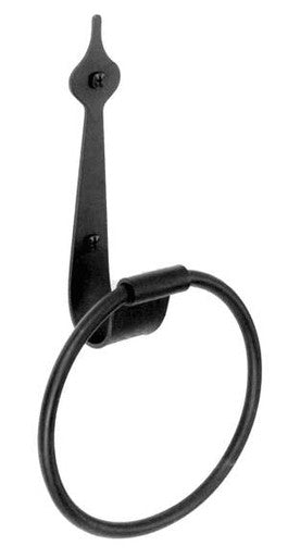 Acorn AB5BP: 6" Spear Design Towel Ring - Black Smooth Iron
