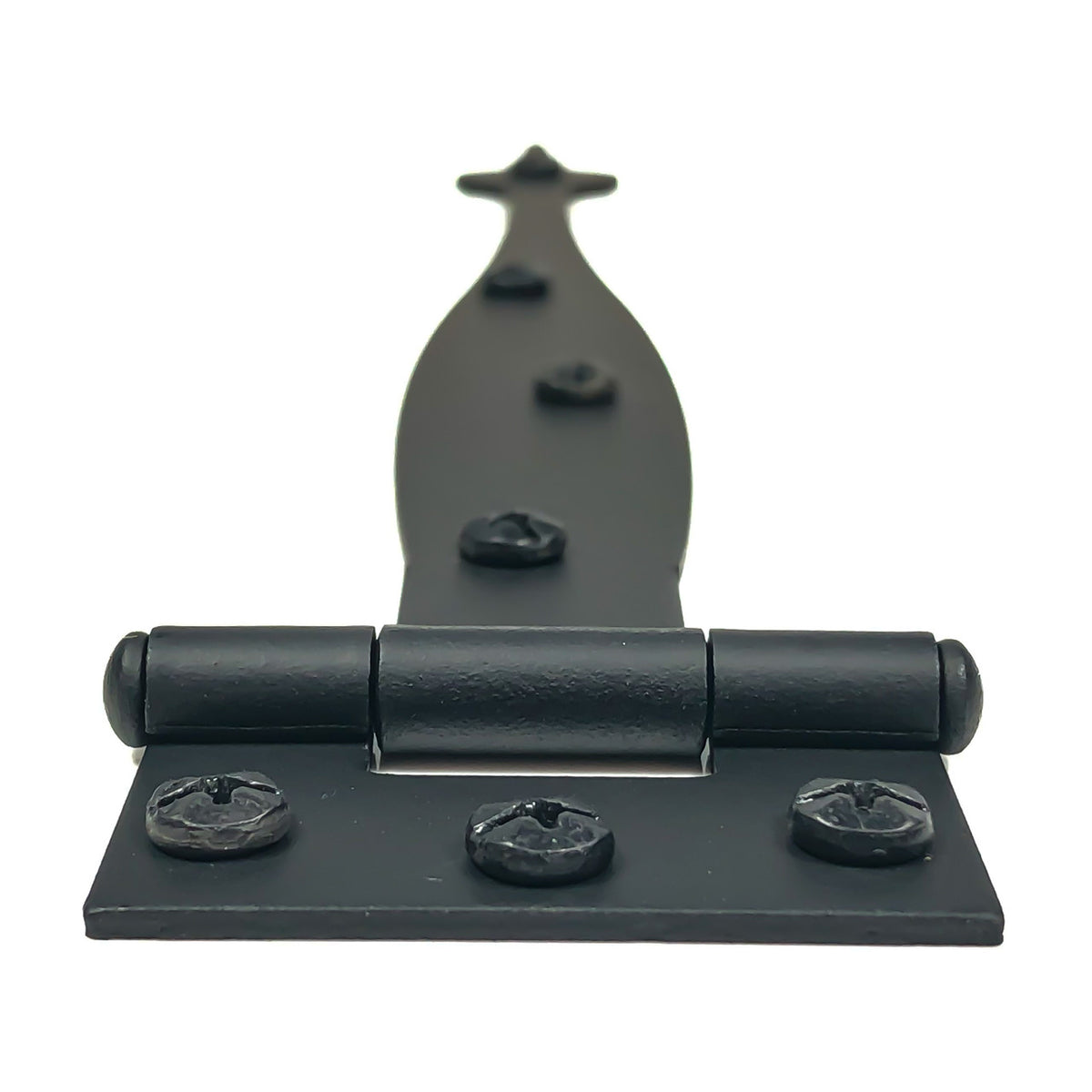 Acorn AI2BQ: 9" Flush Mount Spear Cabinet Strap Hinge (Pair) - Black Smooth Iron