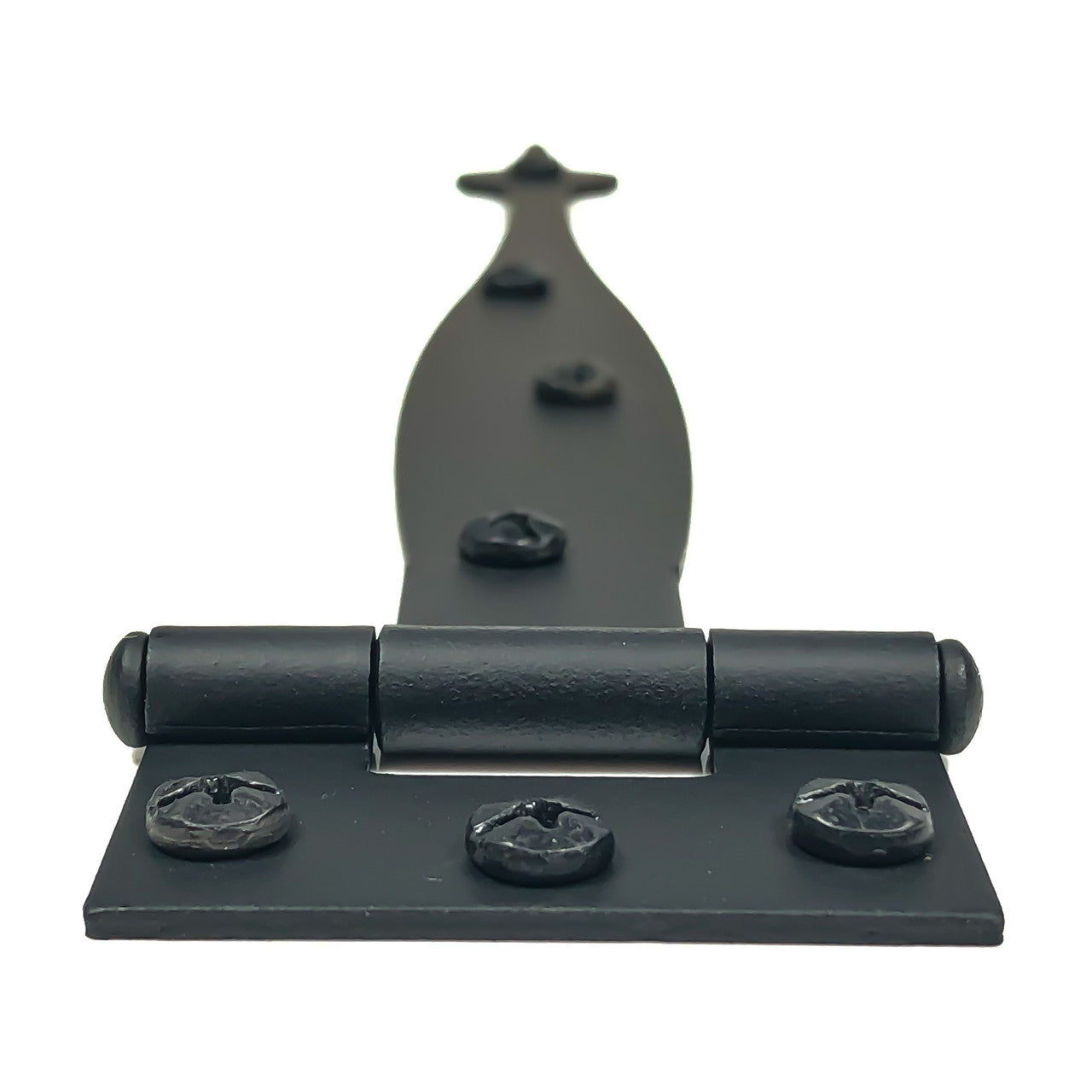 Acorn AI2BQ: 9" Flush Mount Spear Cabinet Strap Hinge (Pair) - Black Smooth Iron