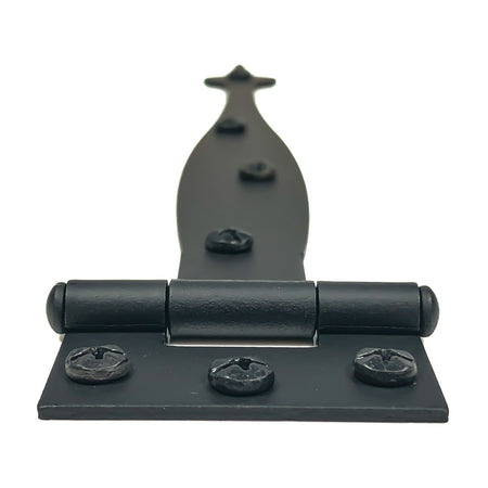 Acorn AI2BQ: 9" Flush Mount Spear Cabinet Strap Hinge (Pair) - Black Smooth Iron