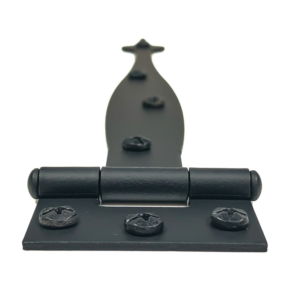 Acorn AI2BQ: 9" Flush Mount Spear Cabinet Strap Hinge (Pair) - Black Smooth Iron